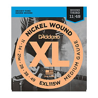 D'ADDARIO EXL115W струны для электрогитары, 3-я в обмотке, Blues/Jazz Rock, никель, 11-49