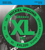 D'ADDARIO EXL220 струны для 4-струнной бас-гитары, никель, Supersoft, 40-95, Long
