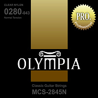 Olympia MCS2845N струны для классической гитары, чистый нейлон, нормальное натяжение, посеребренная обмотка, калибр: 28-32-40-29w-35-43