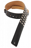 LEVY'S M1SD-BLK  черный кожаный ремень для гитары с металлическими клепками