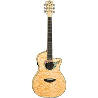 Luna FAU HUM электроакустическая гитара, вырез, клен, цвет натуральный, рисунок "колибри"