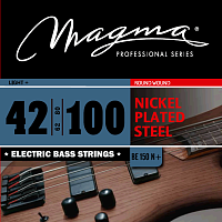 Magma Strings BE150N+  Струны для бас-гитары, серия Nickel Plated Steel, калибр: 42-62-80-100, обмотка круглая, никелированная сталь, натяжение Light+