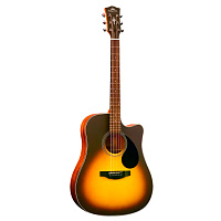 KEPMA EDCE Sunburst электроакустическая гитара, цвет санберст глянцевый, в комплекте кабель 3 м