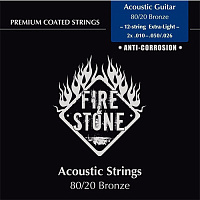 GEWA FIRE&STONE Acoustic Guitar 80/20 Bronze 12-string Extra Light 10-50 Coated струны для 12-струнной гитары