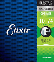ELIXIR 19062 струны для 8-струнной электрогитары OPTIWEB Light (.010-.074)