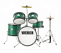 Weber BabyKit Light Green Маломензурная ударная установка, 5 барабанов,  16-12-10-8-10, стул и тарелки в комплекте, цвет зеленый