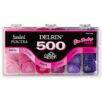 Dunlop 4100 Delrin 500 Display  медиаторы, 0,46/0,71/0,96 мм по 72 шт.; 1,14/1,5/2 мм по 36 шт.