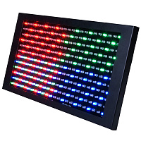 American DJ Mega Panel LED светодиодная панель, 288 светодиодов (48 красных, 120 зеленых, 120 синих), срок службы светодиодов: 100000ч., 5 режимов работы: встроенные программы, авто, звуковая активация, “Master/Slave” и DMX-управление, RGB-синтез цвета