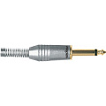 Proel S232 Разъем моноджек 1/4, держатель под кабель пружина 7.3 мм, позолоченные контакты. Корпус металл, цвет никель