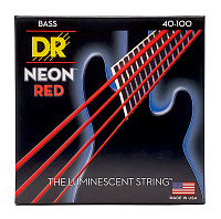 DR NRB-40 струны для 4-струнной бас-гитары, калибр 40-100, серия HI-DEF NEON™, обмотка никелированная сталь, покрытие люминесцентное