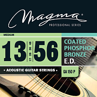 Magma Strings GA150P  Струны для акустической гитары, серия Coated Phosphor Bronze, калибр: 13-17-26-36-46-56, обмотка круглая, фосфористая бронза с покрытием, натяжение Medium