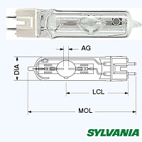 Sylvania BA400SE HR (MSR400HR) лампа газоразрядная, 400W, цоколь GZZ9,5, ресурс 750ч.