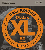 D'ADDARIO EHR340 струны для электрогитары, Light/Heavy, калёная сталь, шлифованная оплетка, 10-52