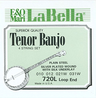 LA BELLA 720L-LE  струны для тенор банджо, легкое натяжение, посеребренные (010-12-021w-031w)