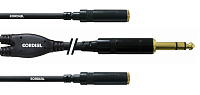 Cordial CFY 0,3 VYY кабель Y-адаптер джек стерео 6,3 мм/2xджек стерео 3,5 мм female, 0,3 м, черный