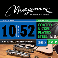 Magma Strings GE155ED  Струны для электрогитары, серия Coated Nickel Plated Steel, калибр: 10-13-17-30-42-52, обмотка круглая, никелированная сталь, с покрытием, натяжение Heavy Bottom