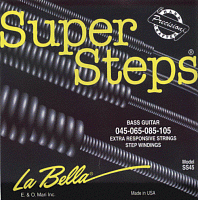 LA BELLA SS45  струны для бас-гитары (без обмотки в начале) - (045-065-085-105), круглая обмотка никель, серия Super Steps
