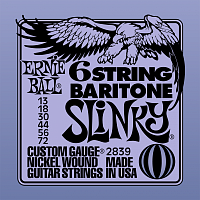 Ernie Ball 2839 струны для 6-струнной бас-гитары Nickel Bass Baritone SS Slinky 6 (13p-18p-30-44-56-72)