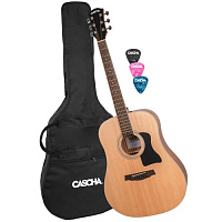 CASCHA Stage Series HH 2080 акустическая гитара формы дредноут, чехол в комплекте