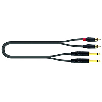 QUIK LOK JUST 2RCA2J 1 компонентный кабель, металлические разъёмы 2 mono jack  2 RCA Male (тюльпаны), 1 метр